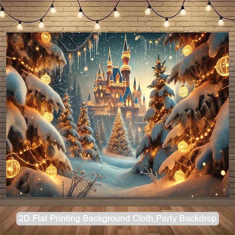 1 pièce château de Noël pays des merveilles hivernales scène enneigée, convient pour les fêtes de fin d'année et les célébrations d'anniversaire
