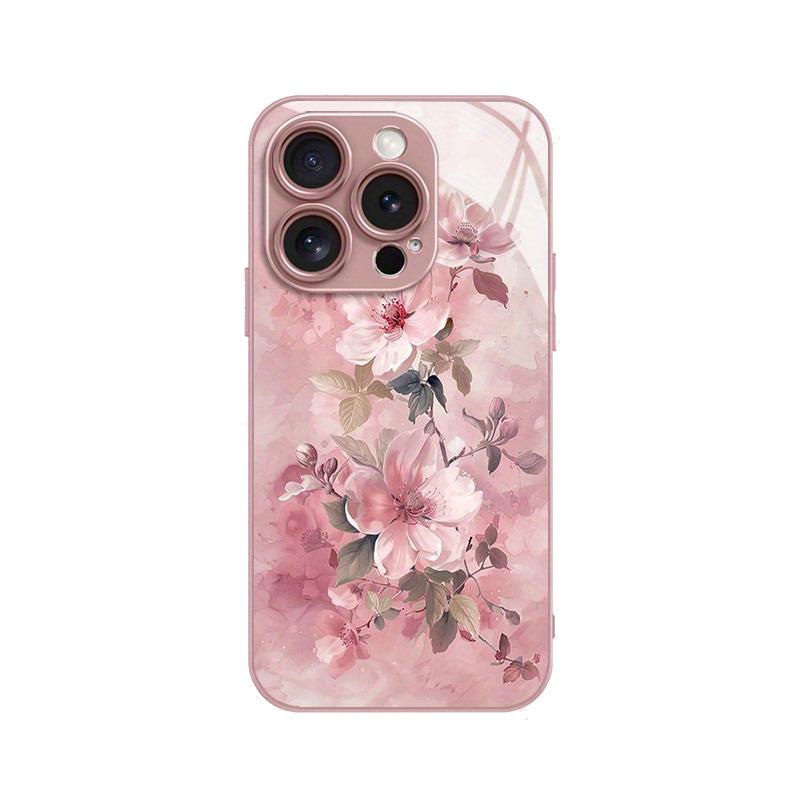 Graffiti Blumenkunst Muster Metallische Farbe Glas Harte Handyhülle Für iPhone 17 Air 17 16 15 14 13 12 11 Pro Max Plus 16E Hülle