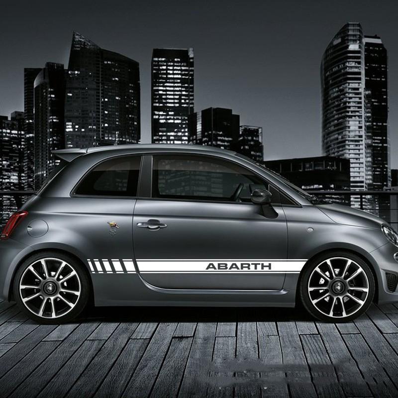 2pcs Car Door Side Stickers For FIAT Abarth 500 595 Long Sport Stripes Styling Vinyl Film Decor Decals Auto Tuning Accessories
