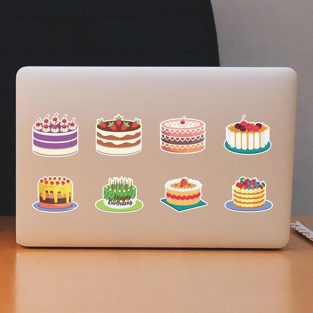 50 New Birthday Cake Graffiti Stickers Car Mobile Phone Water Cup Decoration Stickers Waterproof Creative Hand Note Stickers