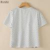 ZANZEA Women Polka Dot Print Casual V-Neck Loose Short Sleeve Blouse