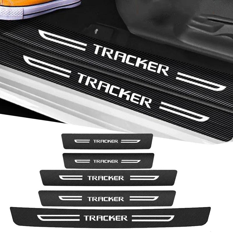 Carbon Fiber Car Door Sill Protector Decals For Chevrolet TRACKER Logo Trunk Anti-Scratch Protective Strip Auto Accessories