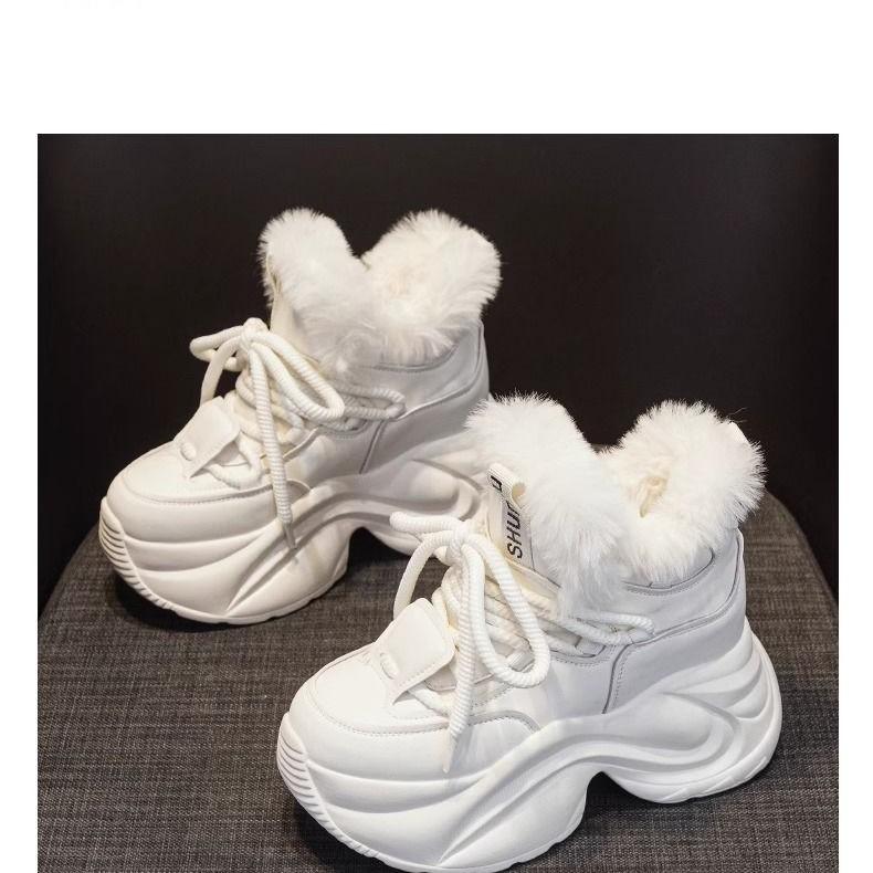 

Large cotton snow boots heightening cotton women s shoes winter sole small white velvet thickened shoes sports 40 білий