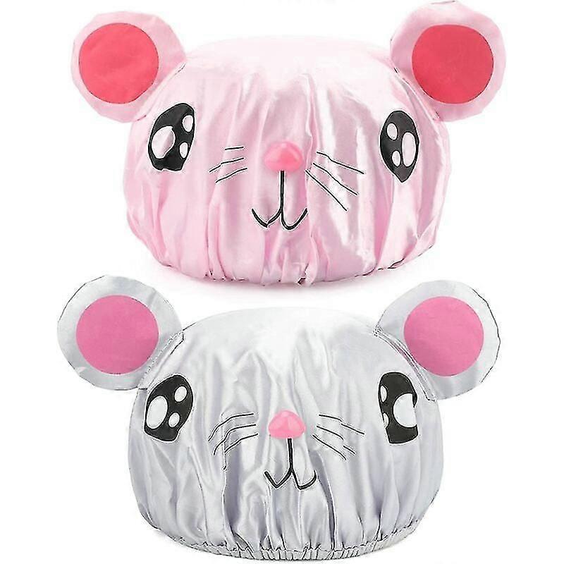 2 Pcs Reusable Shower Caps Waterproof Shower Cap Rat Pattern for Boys Girls