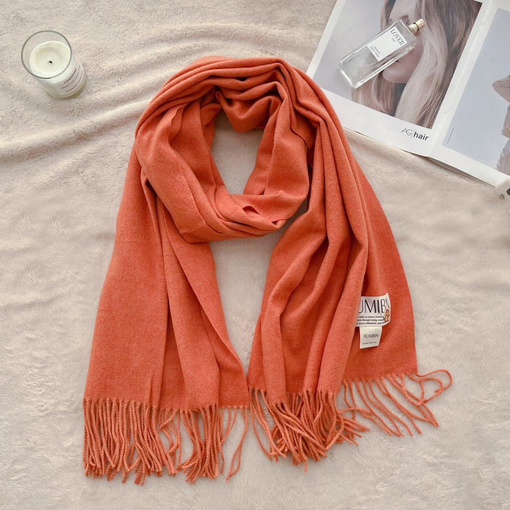 New solid color scarf women's winter men's couple shawl dual-purpose warm long thickened Japanese and Korean version