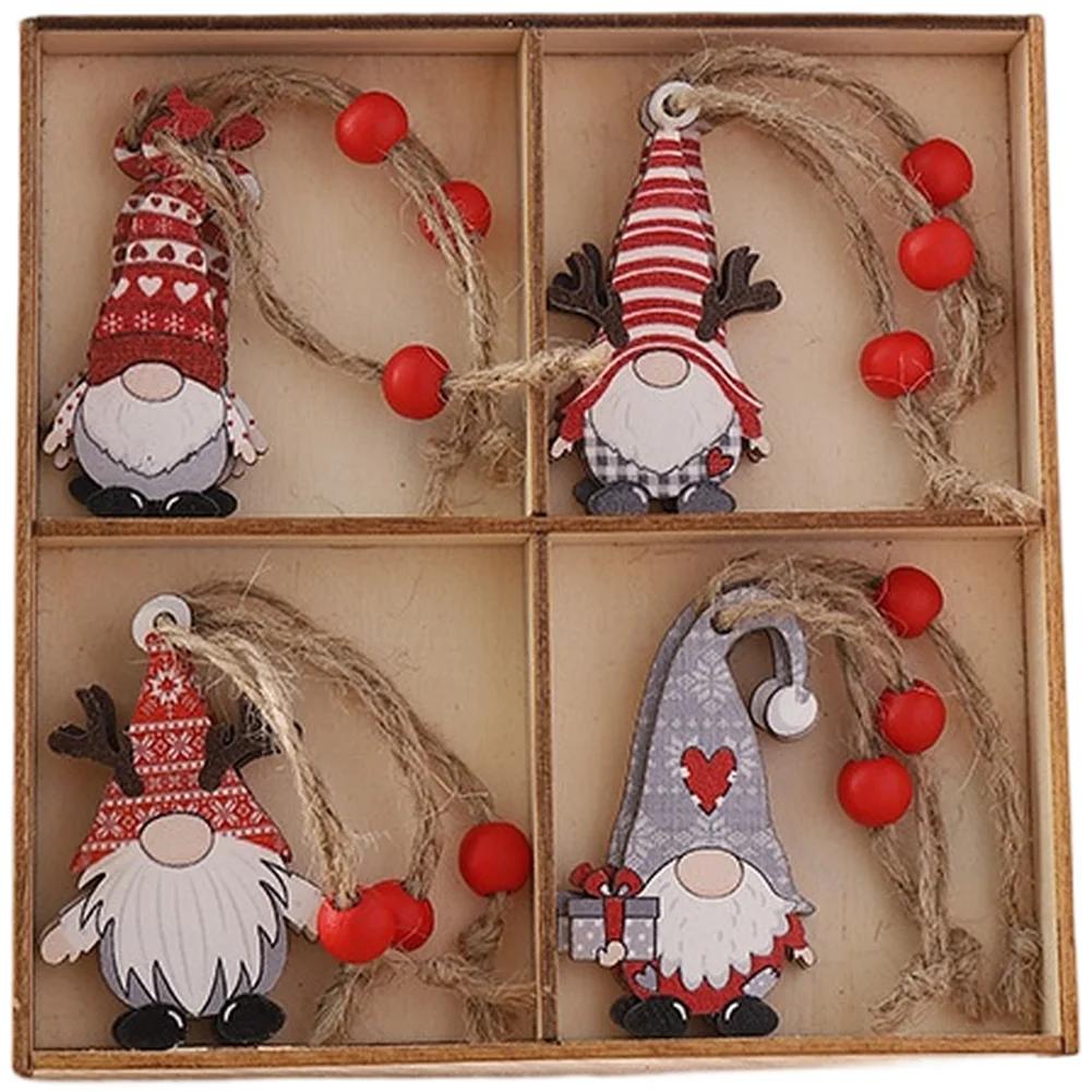 Engraved Holiday Decor Faceless Tree Pendants Christmas Celebration Intricate Engraving Natural Wood Material For Christmas Tree