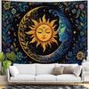 VIKAMA Tapiz Sol Luna Dormitorio Hippie Bohemio Flor Tapiz de Pared Flor Retro Plantas Espíritu Celestial Gran Tapiz