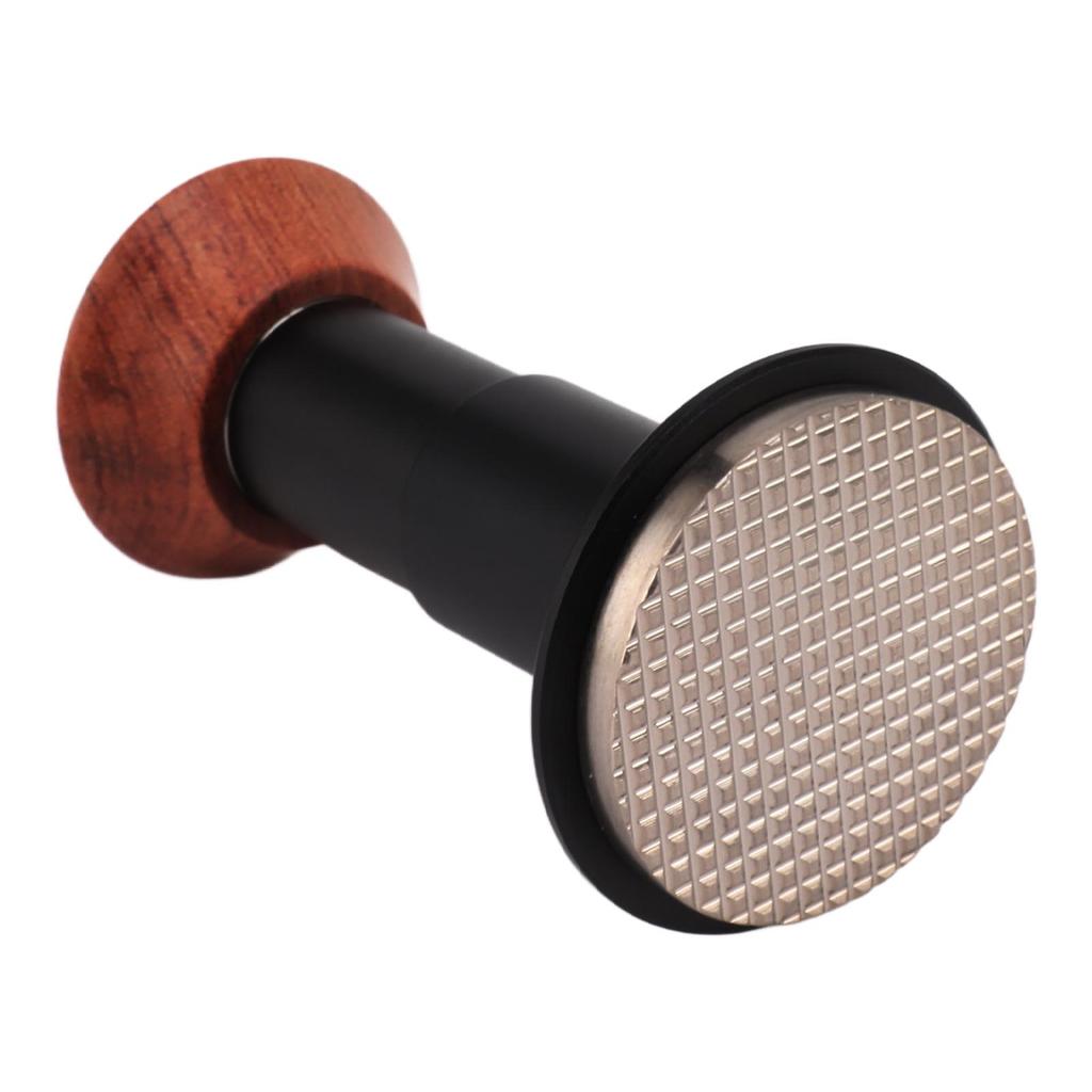 Coffee Tamper Spring Loaded Tamper Calibrated Coffee Tamper Wood Handle Waffle Base 58mm
