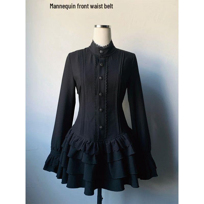 Gothic Lace Waist-Cinching Dress - Slimming & Versatile, Petite Autumn 2025 Style