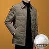 Men's Quilted Puffer Jacket Lapel Collar Single Breasted Casual Winter Coat