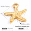 18K Gold Plated Sun Starfish Pendant Stainless Steel Summer Ocean DIY Jewelry Making Accessories