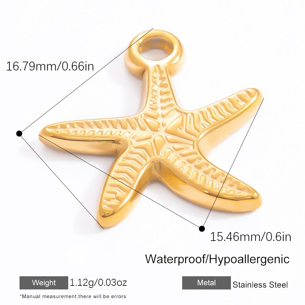 18K Gold Plated Sun Starfish Pendant Stainless Steel Summer Ocean DIY Jewelry Making Accessories