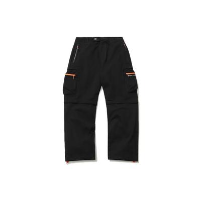 Deportes Serie Baloncesto Pantalones Casuales Holgados de Pierna Desmontable para Hombre Parte Inferior Negro AKXR095-2