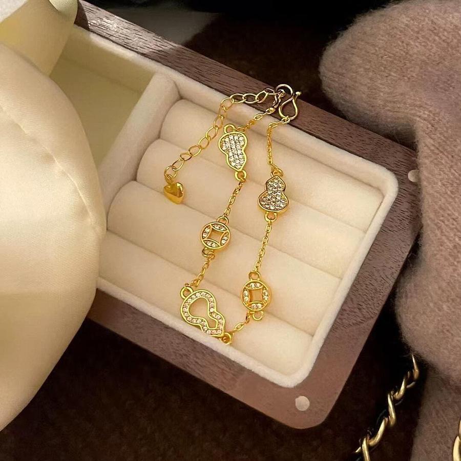 24k Zircon Gourd Pendant Bracelet New Chinese Light Luxury Bracelet Fashion Versatile Niche Jewelry Women