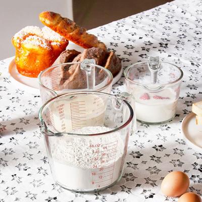 Glass Measuring Cup Triple Cup Heat Safe Kitchen Tools Resistant Microwave Measurement Scale with V-Shaped Spout