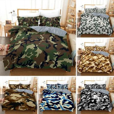 Tarnmuster Bettbezug Set Camouflage Konzept Tarnung Bettwäsche Set King Size Grau Schwarz Einzelbett Bettdeckenbezug für Kinder Jugendliche Erwachsene