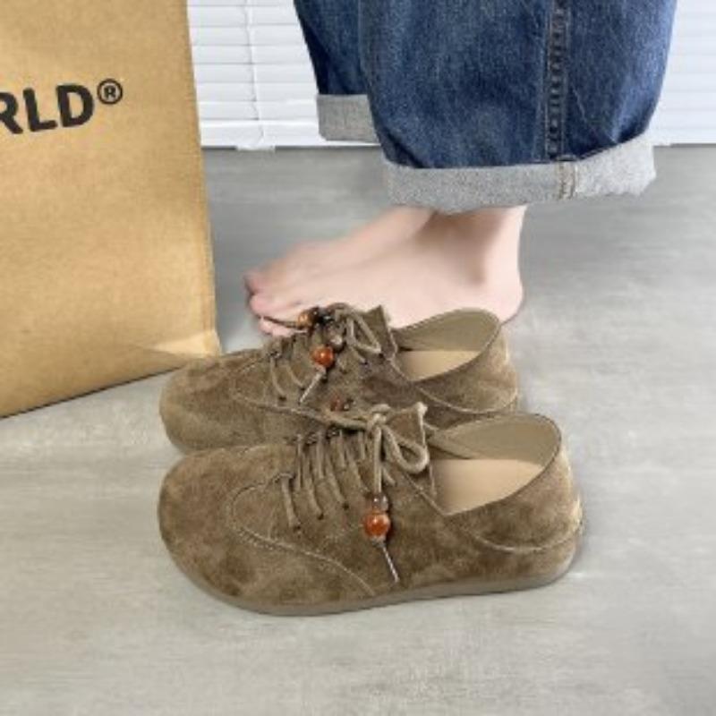 Velvet Retro Round Head Ugly Cute Casual Single Shoes Women's Autumn New Fashion Wear a Hundred Taels