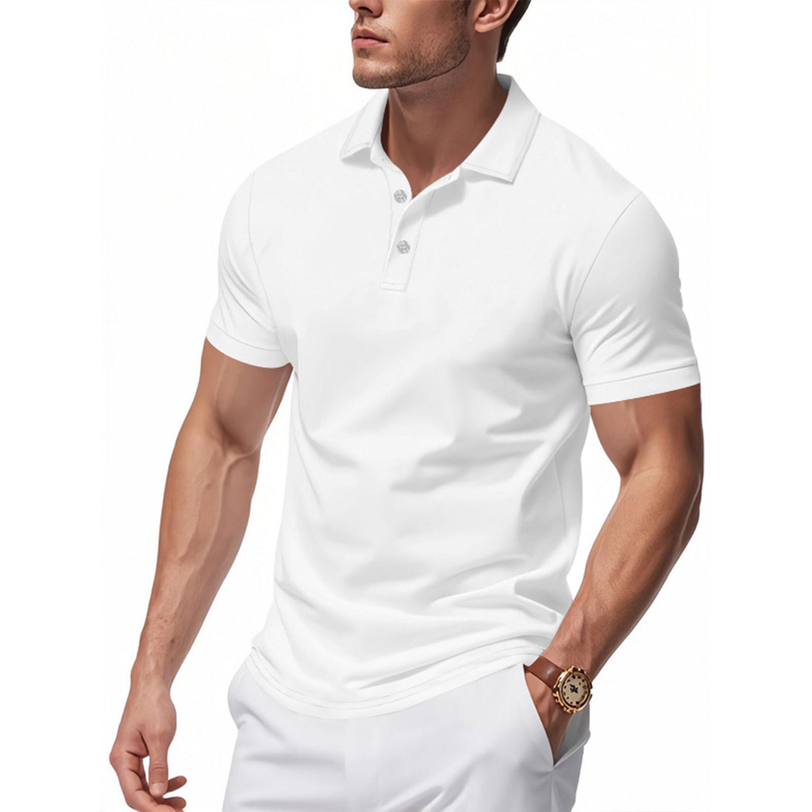 

Мужская летняя дышащая рубашка с короткими рукавами и культурой отдыха L белый