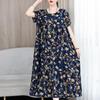 Abiti eleganti taglie forti per donna Abito lungo vintage a maniche corte allentato casual