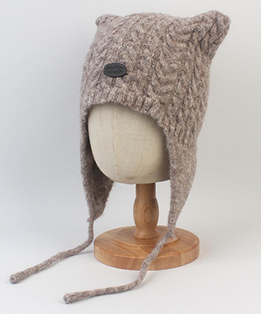 Yunibeosyeolkemiseuteuli Wool Twist Cat Gray Earflap Hat
