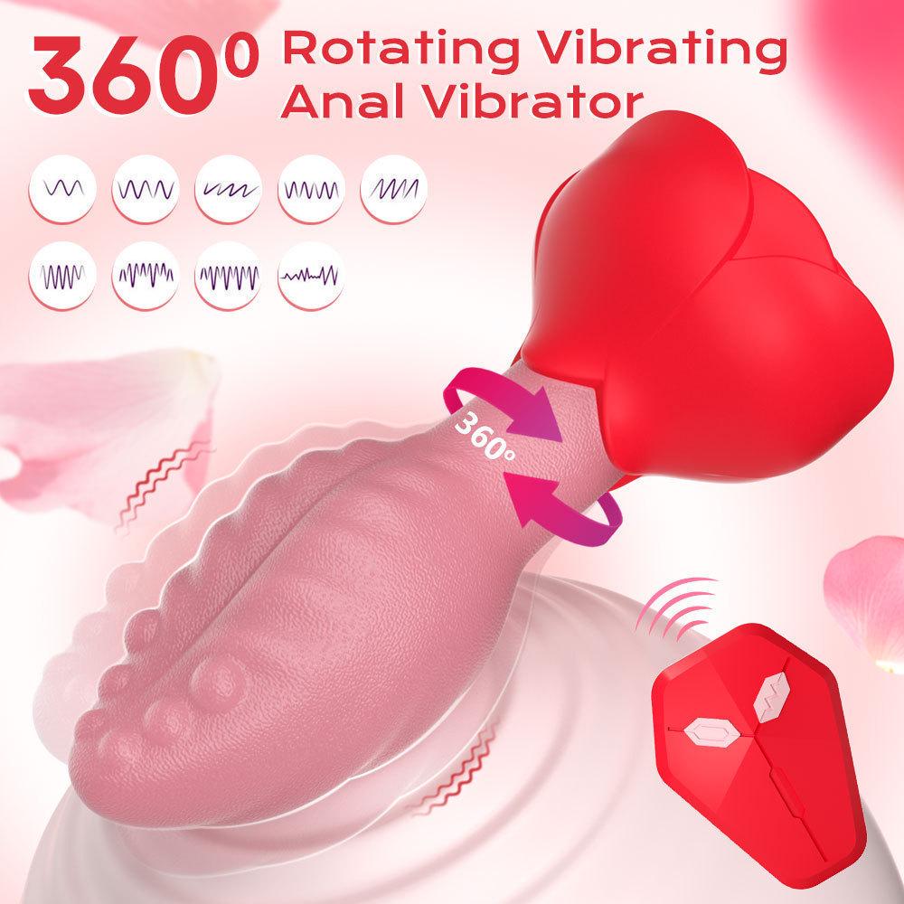 Rose Swing Remote-Control Silicone Vibrator Butt Plug for Men & Women - Anus Massage & Adult Sex Toy