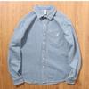 Men's American Retro Stripe Denim Shirt - Trendy Long Sleeve Jacket for Spring & Autumn