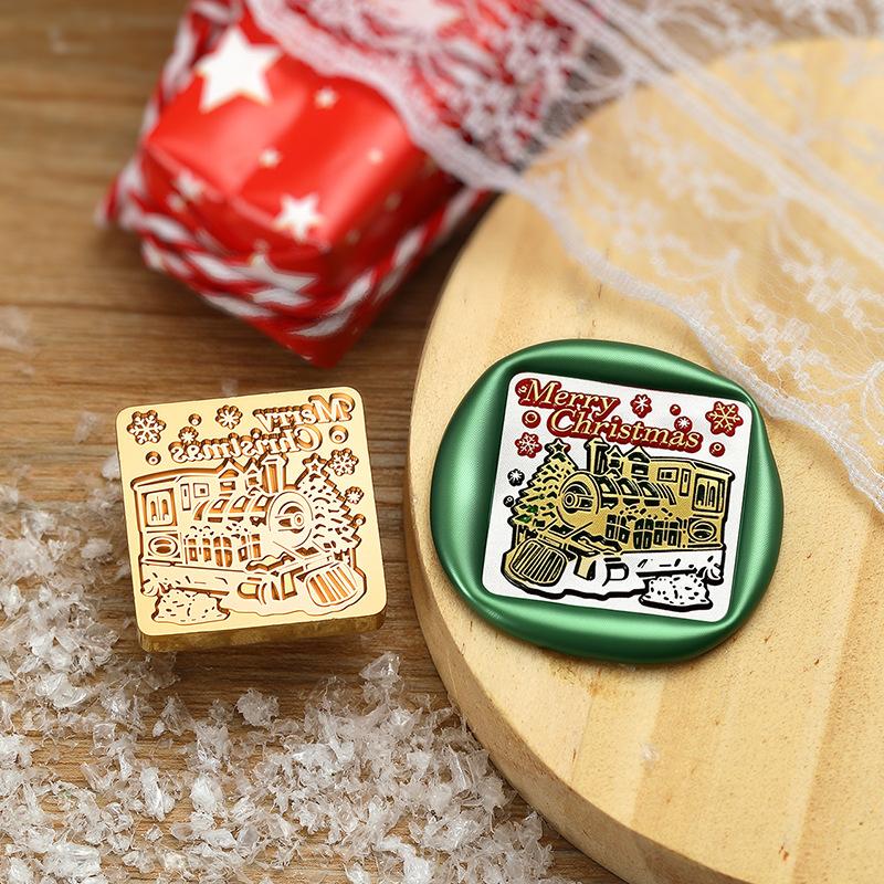 Christmas Series Embossed Christmas Tree Lacquer Seal Head Brass Carving Wax Seal Decoration Gift for Lacquer Lovers