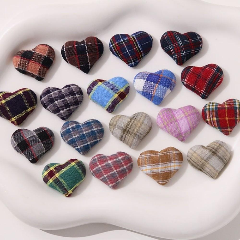 20pcs Heart Button Mini Buttons Patches Plaid Cloth Clothing Sewing Buttons Clothing Decoration