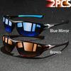 2 Pieces Fashion Vintage Sports Sunglasses Men Women Fishing Running Cycling  Sport Man Sun Glasses Anti-Glare UV400 Eyewear