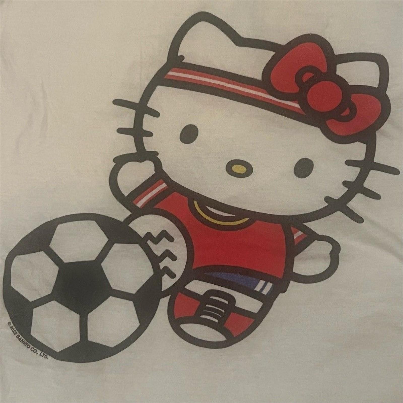 Hello Kitty Sanrio Soccer Graphic T-Shirt Unisex Adults Size L White S