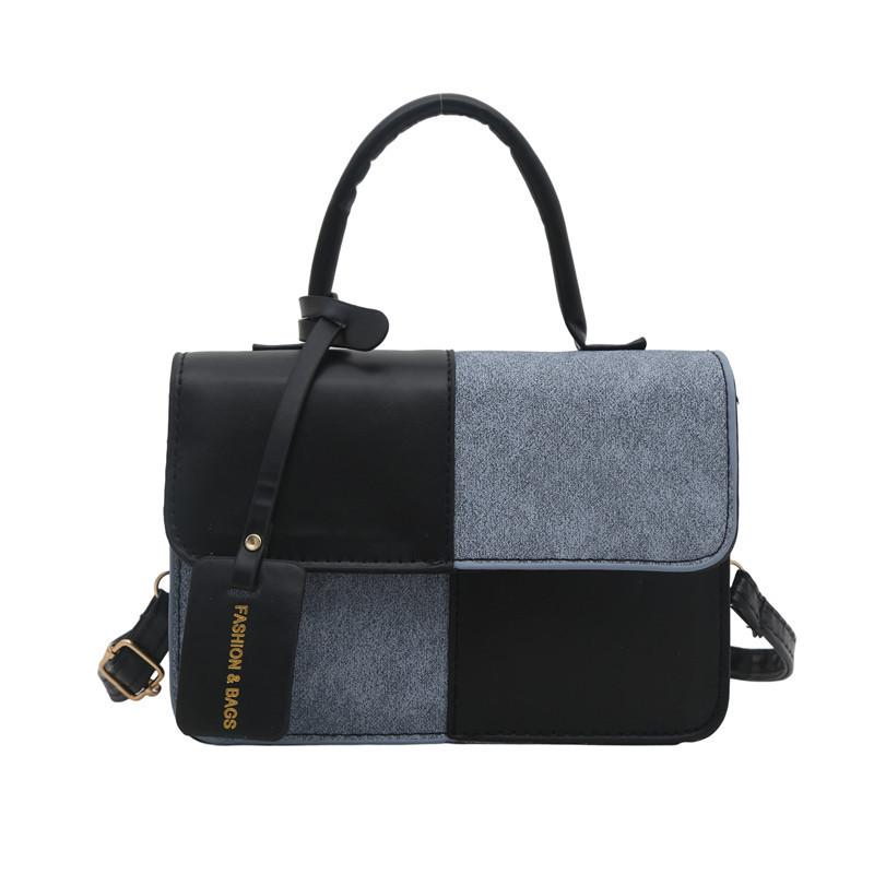

Fashion Splicing Texture Small Square Bag for Women Trendy Shoulder Crossbody Handbag KTB чорний