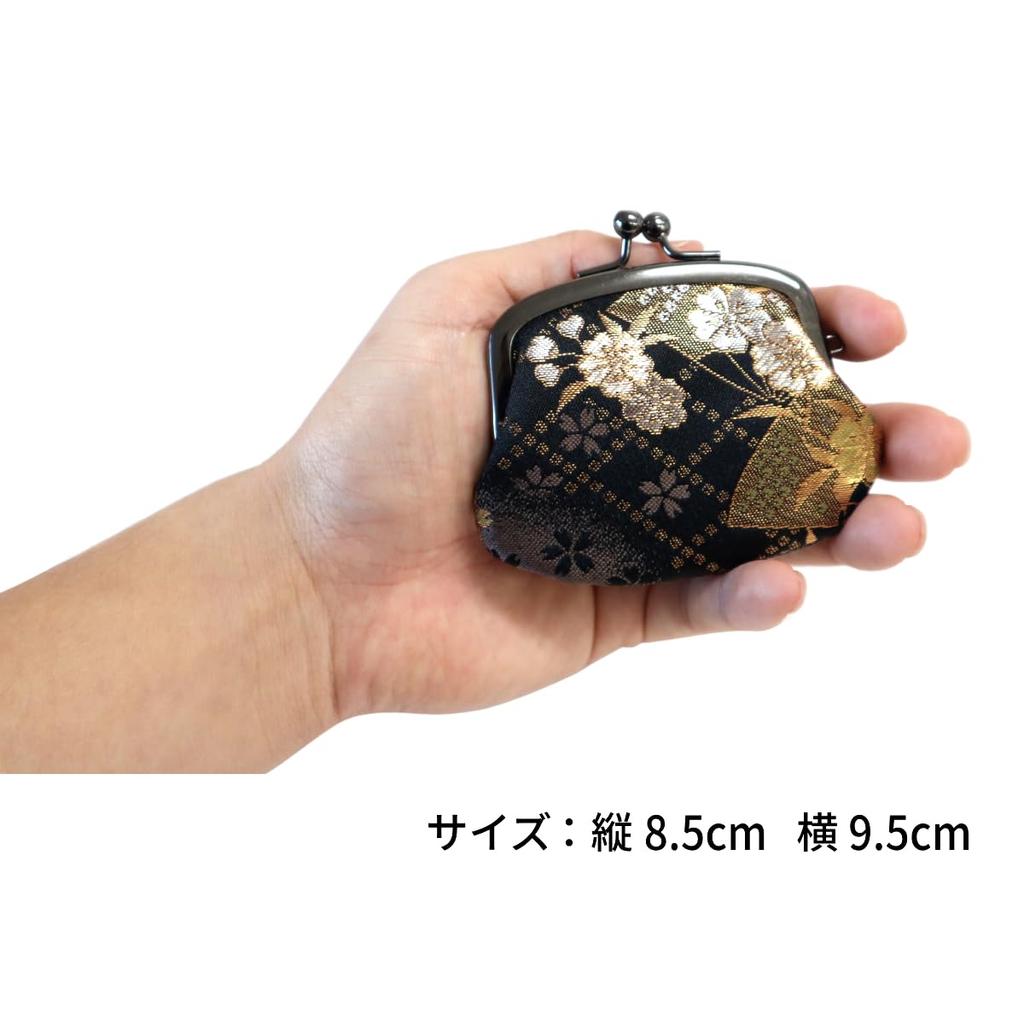 brocade clasp coin accessory made in inches Navy Japanese-style Nishijin-ori purse, purse, case, pouch, Japan, 2.5 (Yozakura Blue)