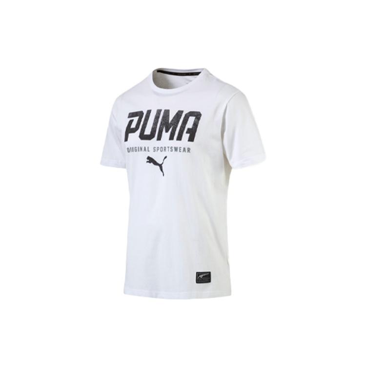 PUMA Style Printing Round Neck Short Sleeve White Men s 593029-02 M