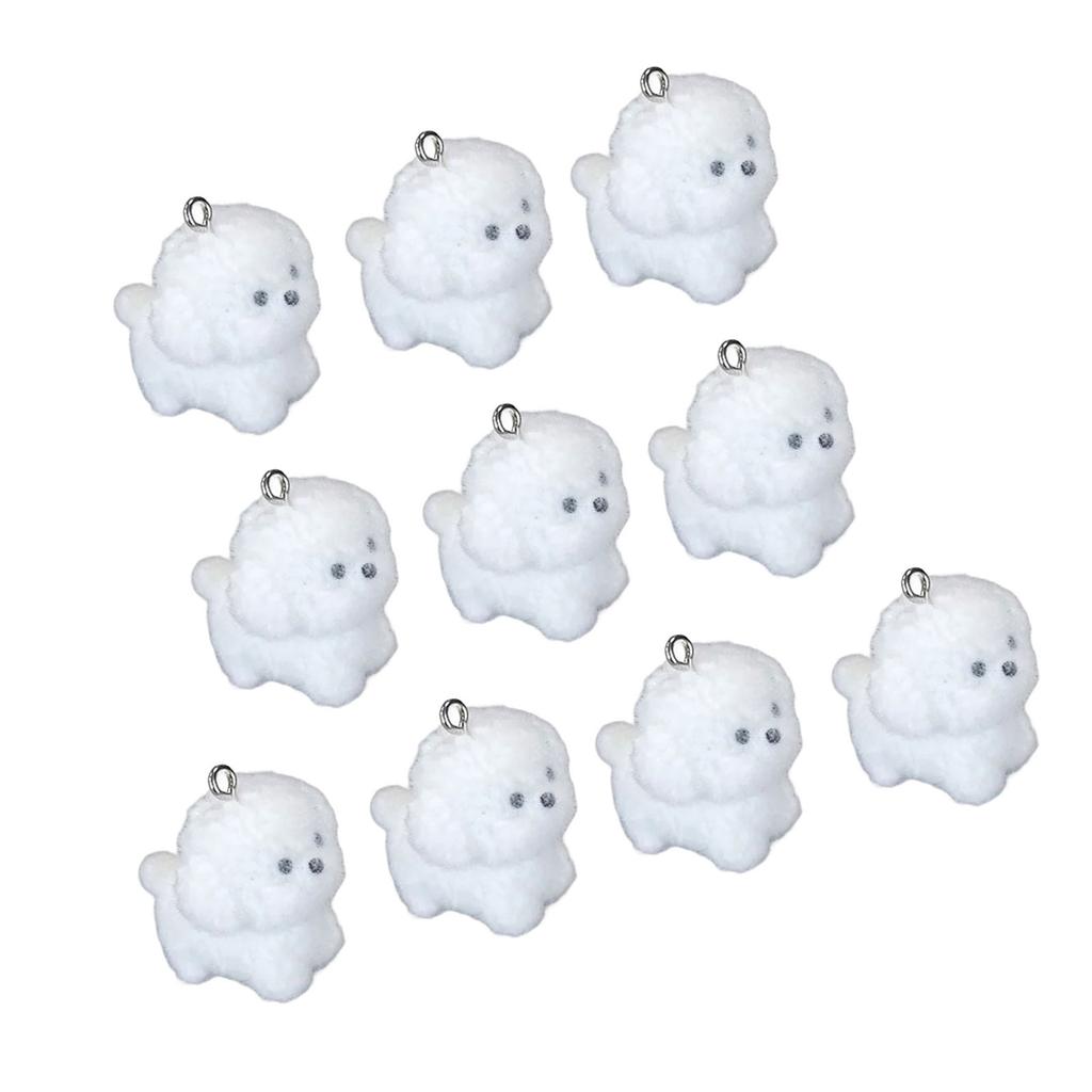 Cute Flocked Resin Puppy Pendant Resin Puppy Flock Charm for Creative Jewelry Projects and Personalized Accessories