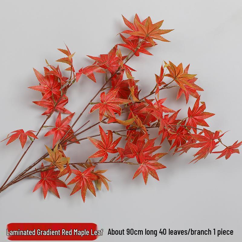 Artificial Red Maple Leaf Branch for Decoration and Landscaping