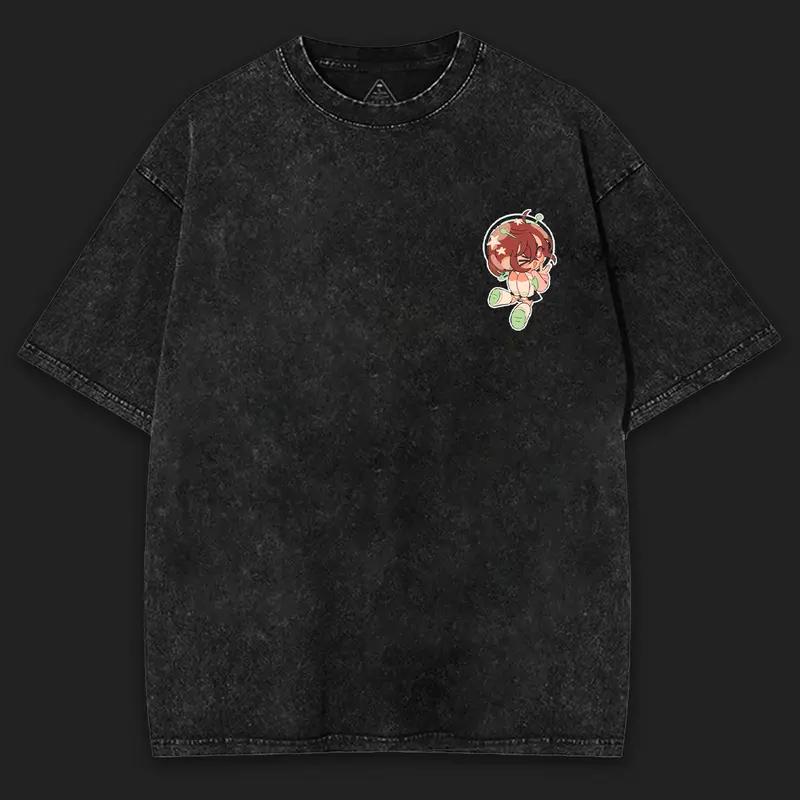 Hot Anime Dandadan Ayase Momo Ken Takakura Print T-shirt Men Women Clothing Cotton Tshirt Retro Washed T Shirt Male Manga Tops