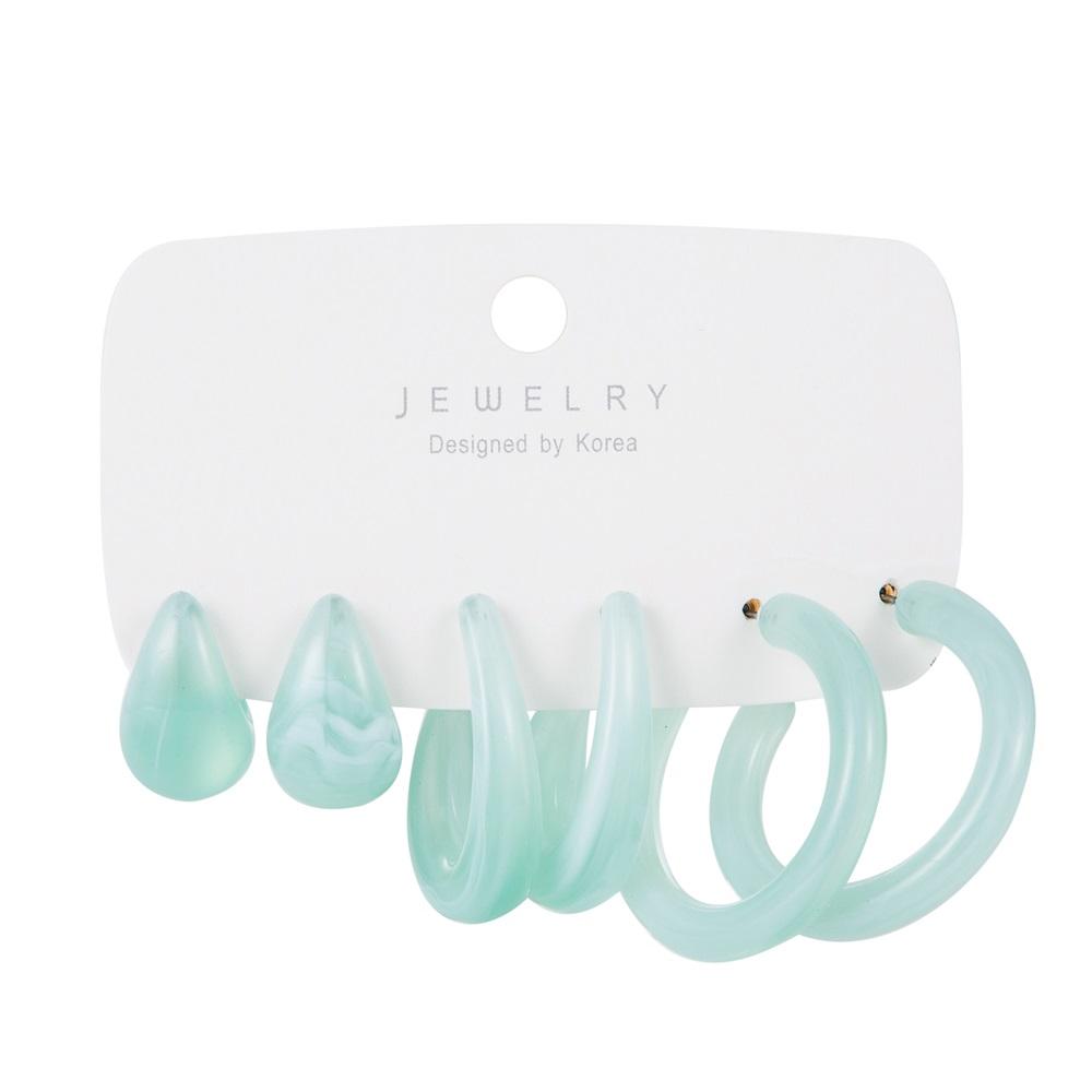 Retro Temperament Resin Earrings Pure Color Simple Earrings 6-piece Set of Geometric Gentle Simple Earrings