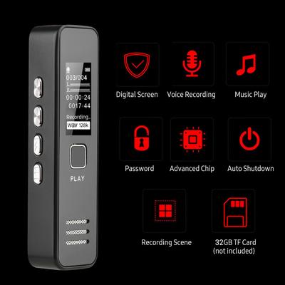 Digital Voice Recorder 32GB Voice Recording Device 32-1536KBPS for Lecture Meeting Interview