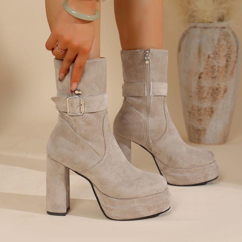 

Niche retro style thick heel thin short boots women s 2025 new summer versatile height increase small high heel medium boots 41