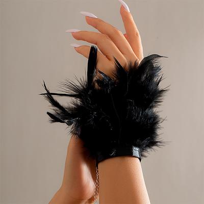 Colorful Feather Cuff Nail Ornament Wristband For Photo Manicure Feathers Sexy Handcuffs Manicure Accessories Bracelet