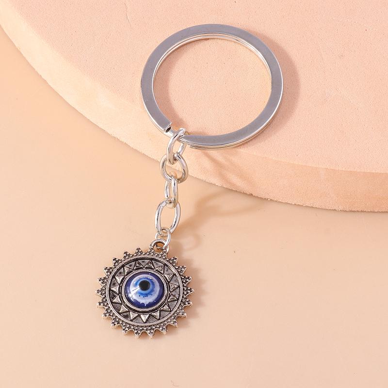 

Ethnic Metal Lucky Evil Eyes Keychain Turquoise Stone Key Ring Pendant Women Girls Handbag Accessories DIY Jewelry Gifts