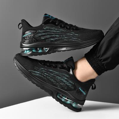 Men's Casual Actual Sports Shoes Breathable Mesh Cloth Lightweight Air Cushion Shock Absorbing Rebound Large Size Running Shoes