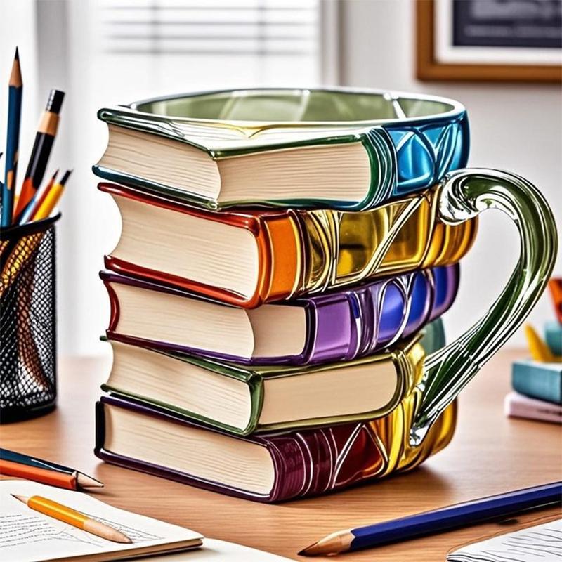 11oz Resin 3d Painted Books Coffee Mug Unique Handmade Drink Cup Creative Book-shaped Drinkware Colorful Novelty Mugs Gifts