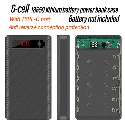 6-Zellen 18650 Lötfreies Powerbank-Kit Mobiles Stromversorgungs-Akkugehäuse Mit LED Digitaler Stromanzeige Schnallendesign Ohne Akku