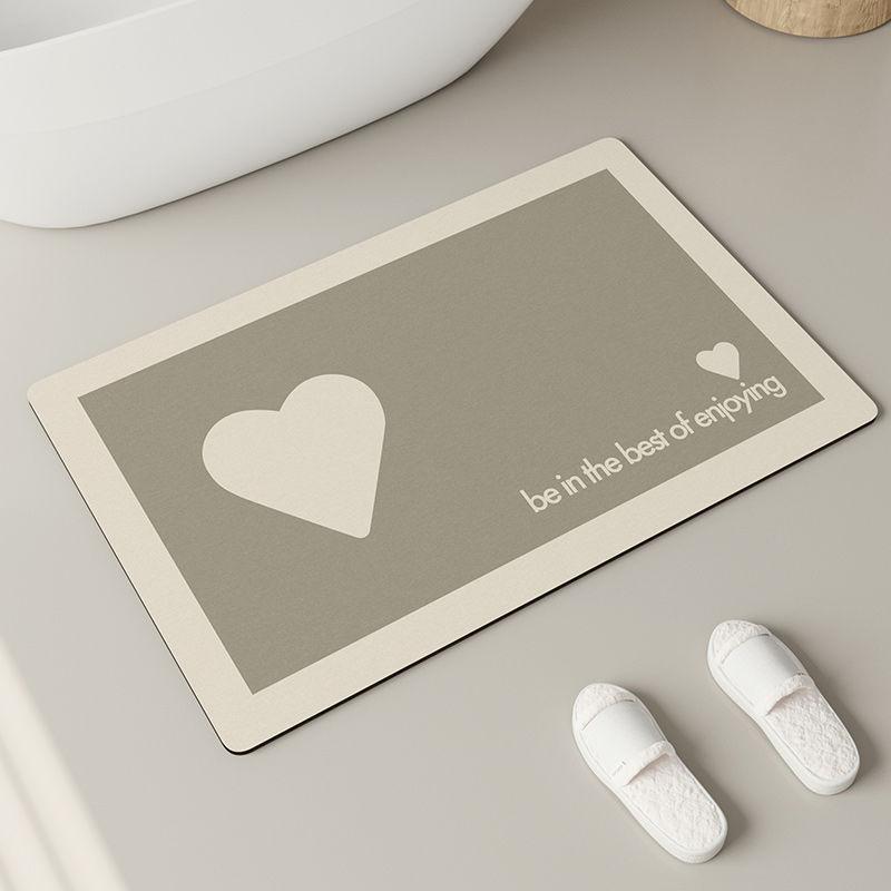 Cream Wind Bathroom Floor Mat, Real Diatom Mud Absorbent Mat, Quick-drying Toilet Door Carpet, Toilet Non-slip Foot Mat