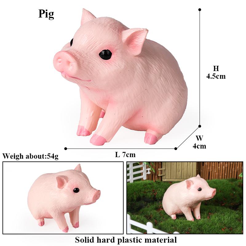 Oenux Farm Model Pig Hen Rabbit Shiba Inu Goat Action Figures Poultry Animals Figurine PVC Miniature Home decor Lovely Kids Toy