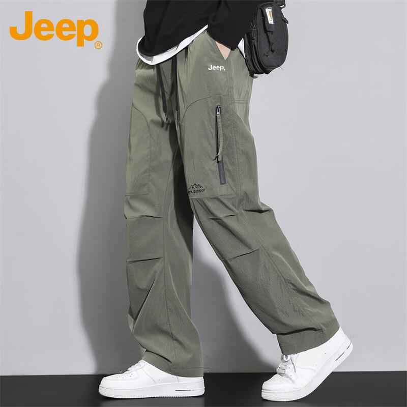 Jeep Men's Loose Fit Cargo Straight Leg Casual Pants