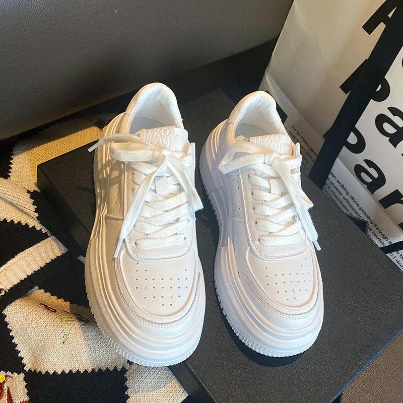 Women Sneakers 2025 Fashion Breathble Vulcanized Shoes Pu Leather Platform Shoes White Lace Up Casual Shoes Zapatos Mujer