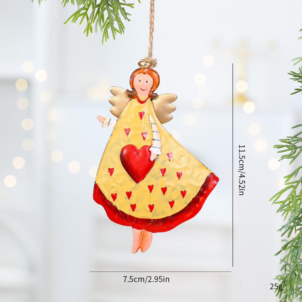 

Vintage American Farmhouse Christmas Angel Girl Hanging Ornament With Iron Art For Holiday Decor AngelGirlYellow