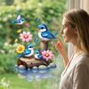 Watercolor Bird Window Sticker Cartoon Blue Birds Flowers Butterflies Double Sided Static Cling